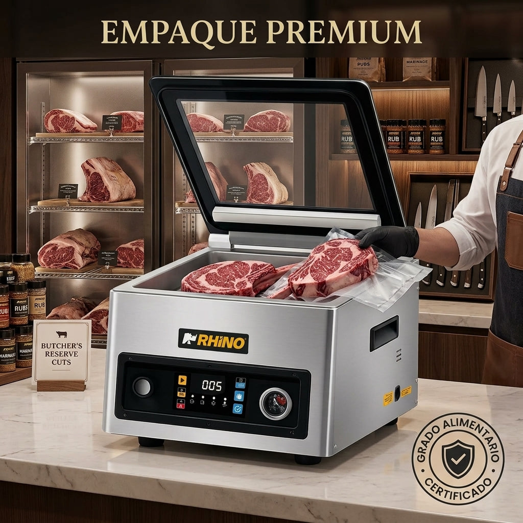 Empacadora al Alto Vacio con Camara Profunda Rhino