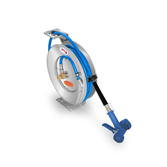 Manguera con Pistola y Carrete Retráctil Acero al Carbono 10 m