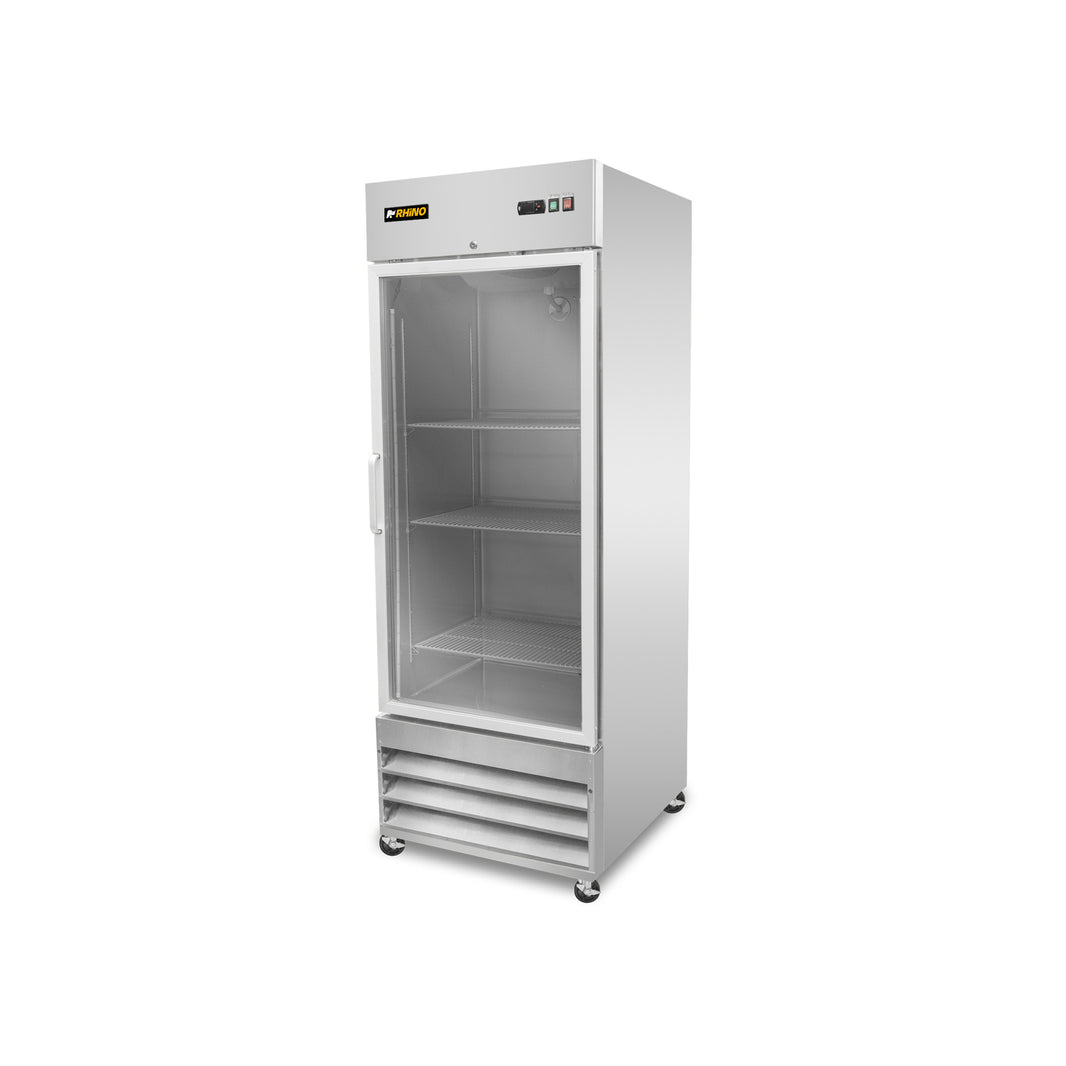 Refrigerador Vertical de Acero Inoxidable con Puerta de Cristal 21 pies Rhino